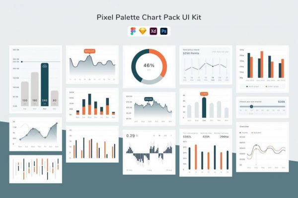 像素调色板图表包 UI 套件 Pixel Palette Chart Pack UI Kit