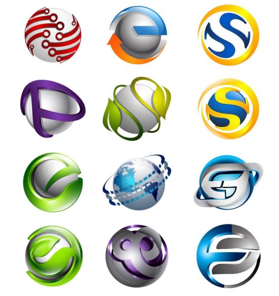 各种矢量3d 设计抽象圆形光滑标志球体S logo