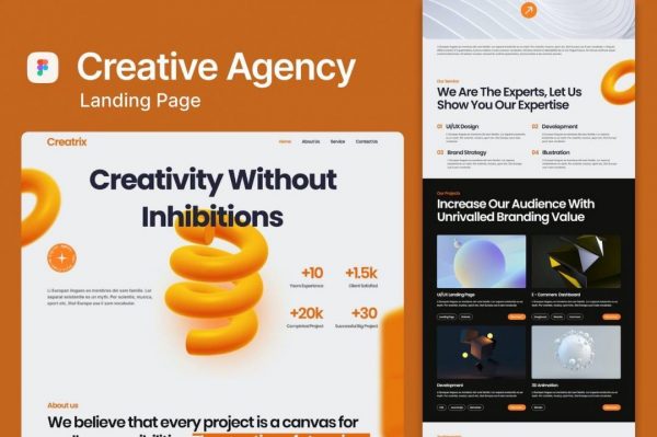 创意机构着陆页面 Figma 模板 Creatrix – Creative Agency Landing Page Figma