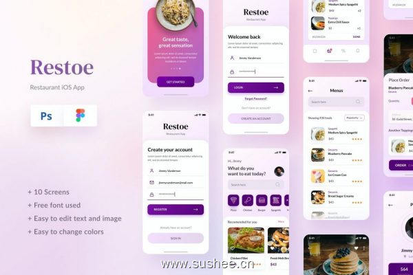 餐厅美食主题APP应用UI设计模板Figma&PSD Restoe – Restaurant Food App Design Figma & PSD