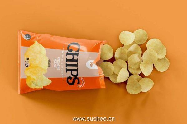 袋装薯片包装设计预览样机 Potato Chips Packaging Mockup