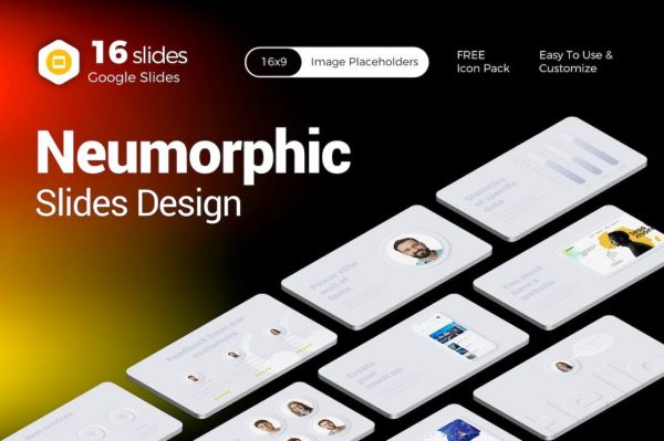 Neumorphic设计风格幻灯片设计Google Slides模板 Neumorphic Slides Design Google Slides
