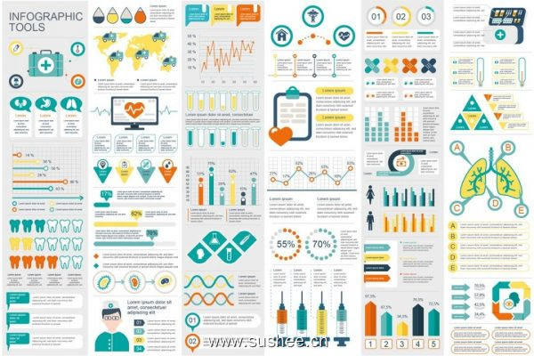 医疗健康主题信息图表设计元素 Medical Infographic Elements
