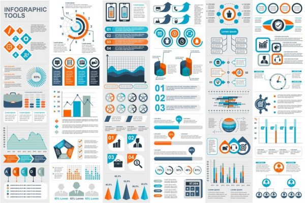企业数据报告矢量信息图表灯片设计元素 Infographic Elements