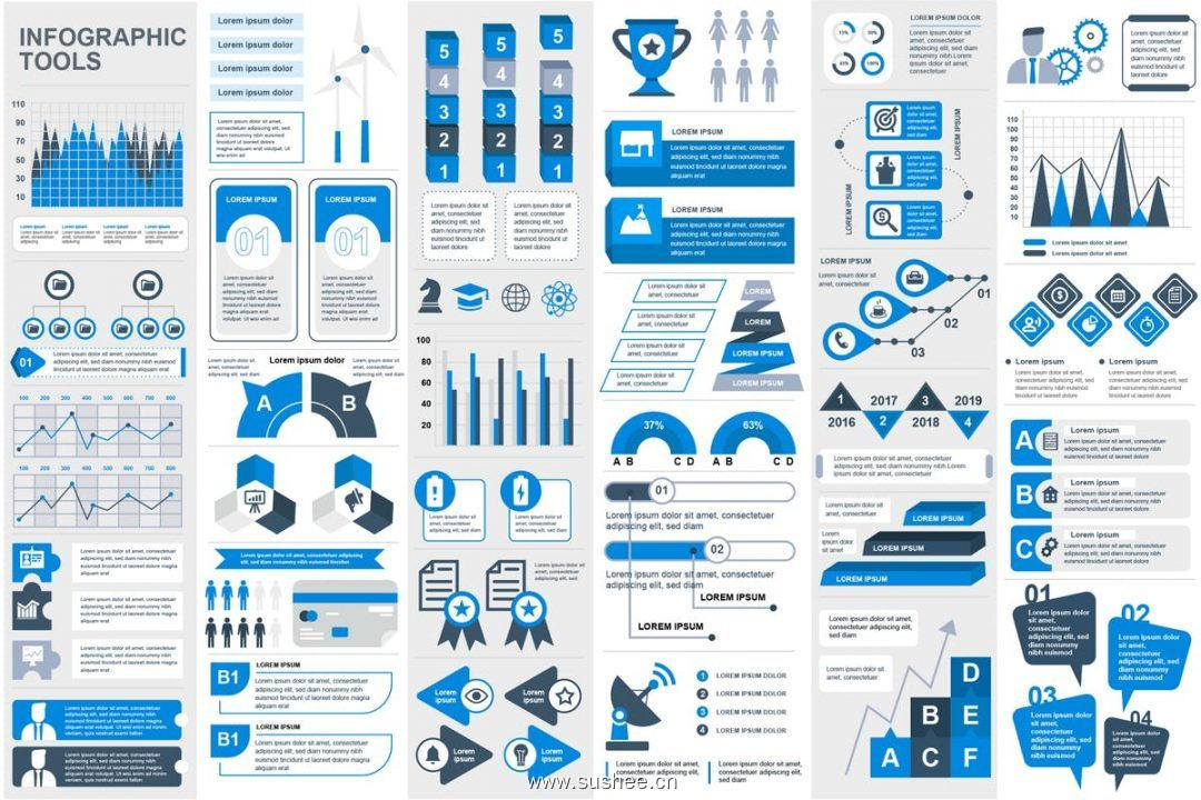 经典实用数据信息资料信息图表幻灯片设计素材 Infographic Elements