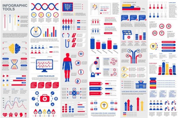 医疗医学数据信息图表幻灯片设计元素 Medical Infographic Elements