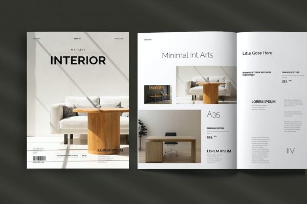 室内装饰品牌杂志设计InDesign模板 Interior Magazine