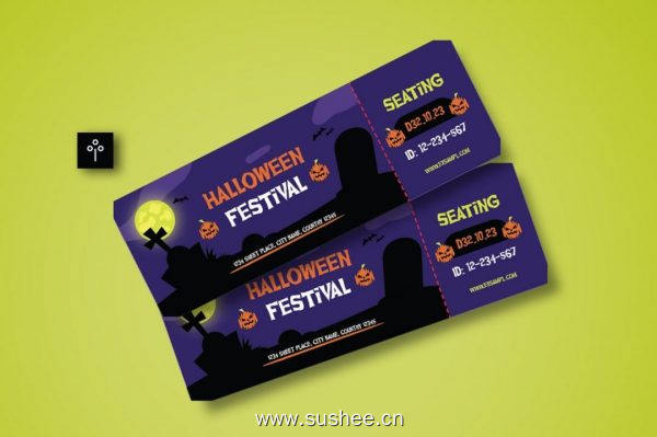 万圣节活动门票设计模板 Halloween Ticket 001