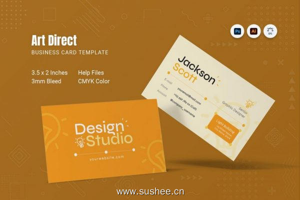 艺术工作室企业名片设计模板 Art Direct Business Card