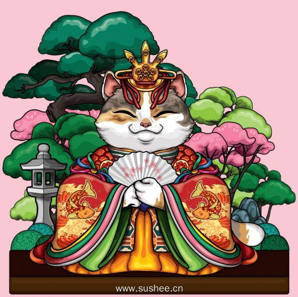 矢量亚洲皇后猫