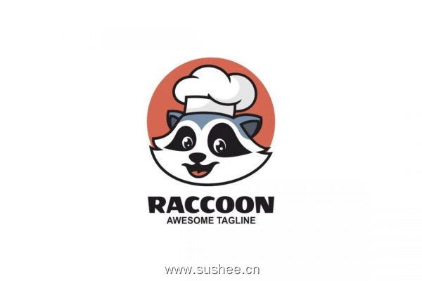 浣熊吉祥物卡通Logo标志 Raccoon Mascot Cartoon Logo
