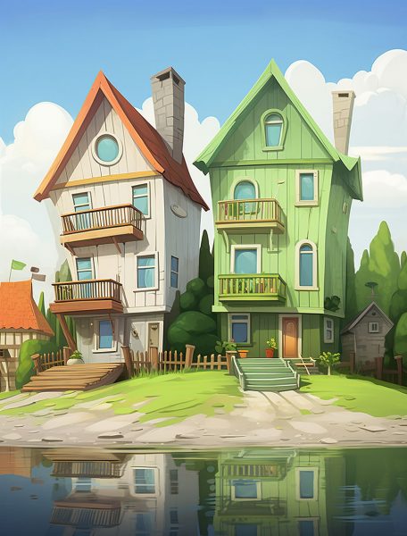 住宅和财产的卡通模型