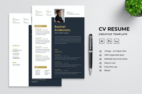 极简主义风简历设计模板 Minimalist CV Resume Template
