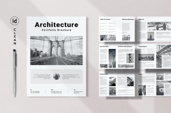 建筑作品集手册排版设计模板 Architecture Portfolio Brochure