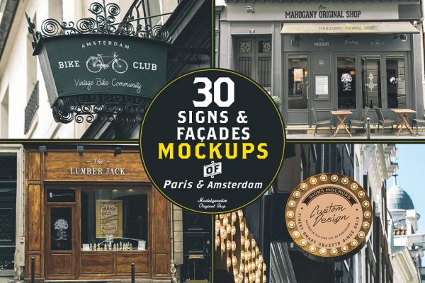 30个巴黎和阿姆斯特丹街头场景店招招牌样机模板 30 Signs & Facades – Paris/Amsterdam