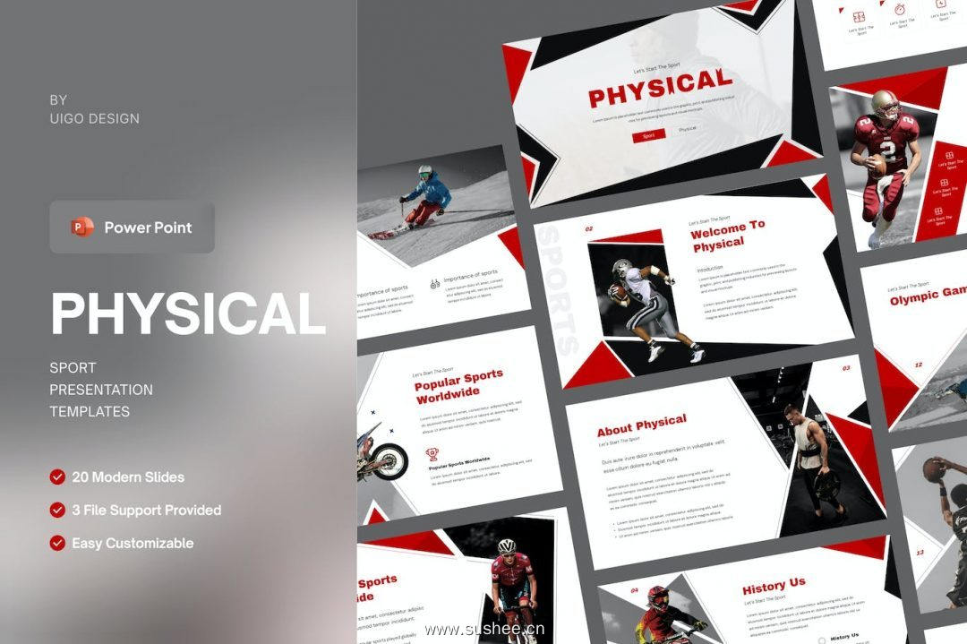 体育运动主题PPT演示模板 Physical – Sport Presentation Template Powerpoint