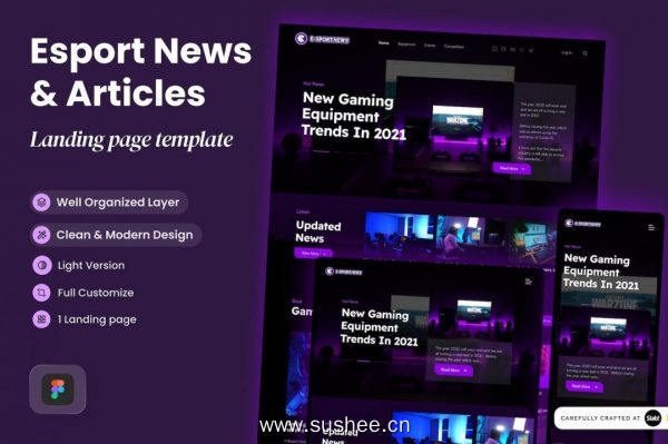 电子竞技新闻和文章页面设计Figma模板 E-SportNews – Esport News & Articles Landing Page