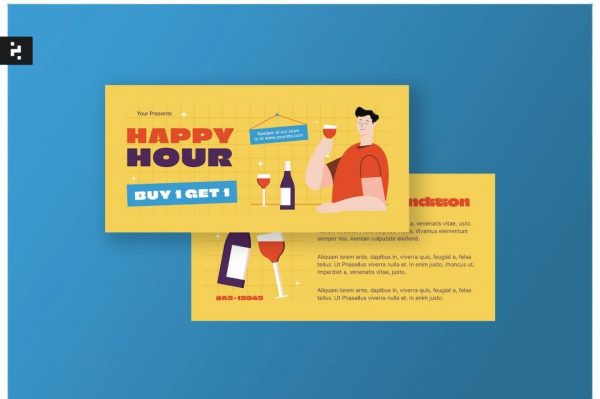 创意欢乐时光礼券设计模板 Creative Happy Hour Gift Voucher