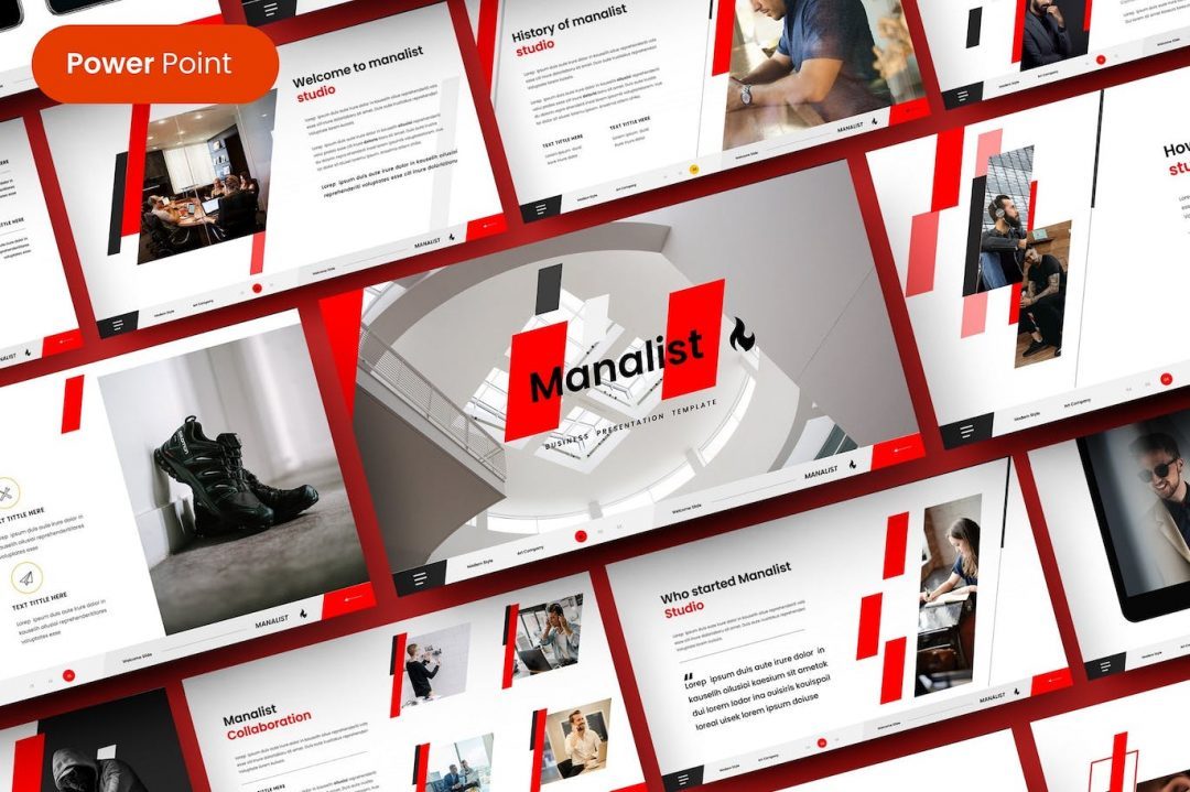企业宣传介绍适用的 PowerPoint 模板 Manalist – Business PowerPoint Template
