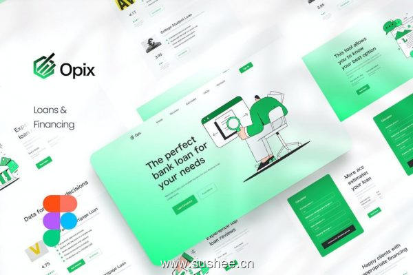 贷款和融资业务网站设计 Figma 模板 Opix – Loans & Financing Figma Template