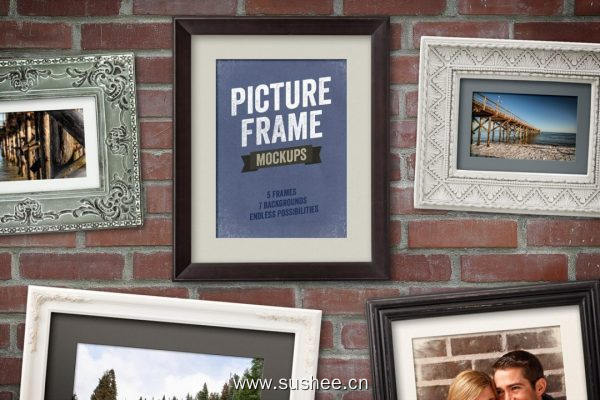 复古纹理相框展示样机模版 Picture Frame Mockups Volume 1