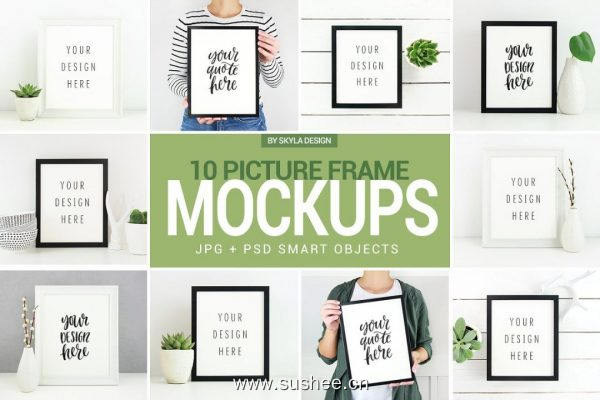 相框和海报展示样机 Picture frame & Poster mockup photos