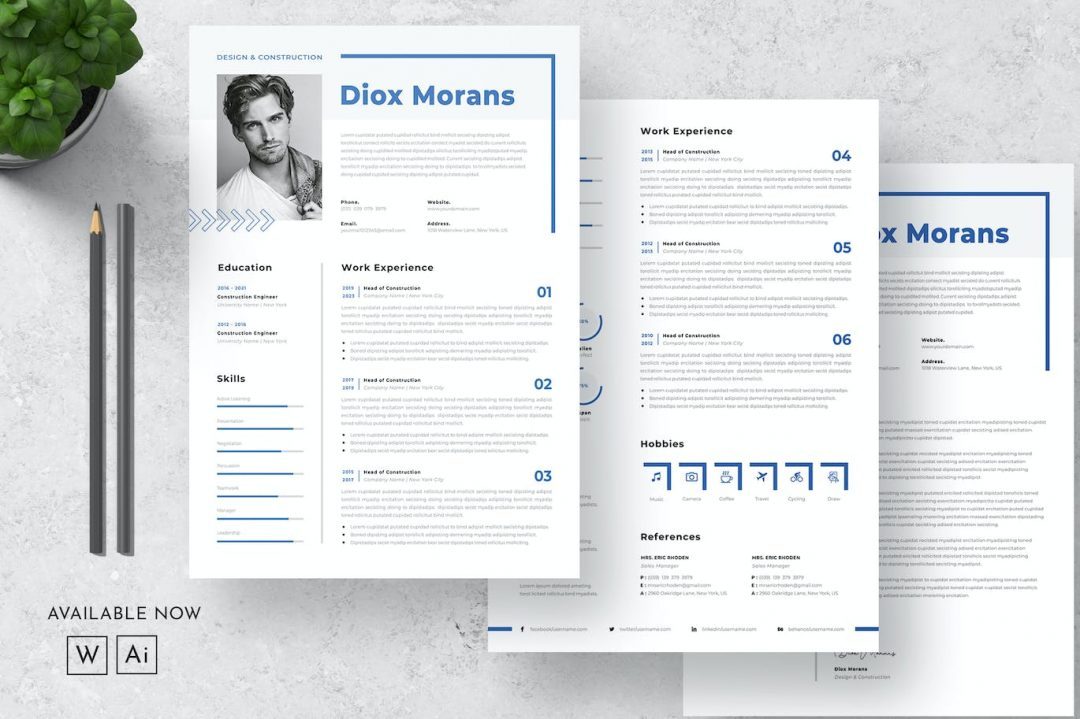 极简主义两列式简历模板 CV Resume
