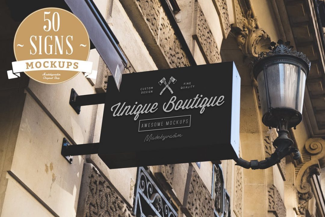 50款店铺店招招牌样机模板 50 Signs mockups