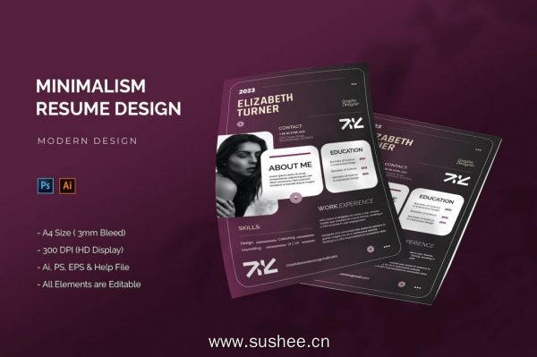极简主义个性简历设计模板 Boldie Minimalism – Resume